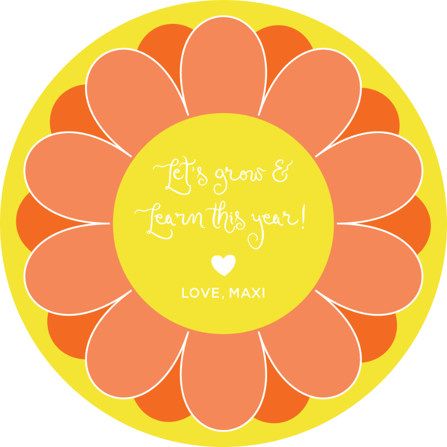 Learn & Grow Together This Year Flower Circle Tag - YELLOW