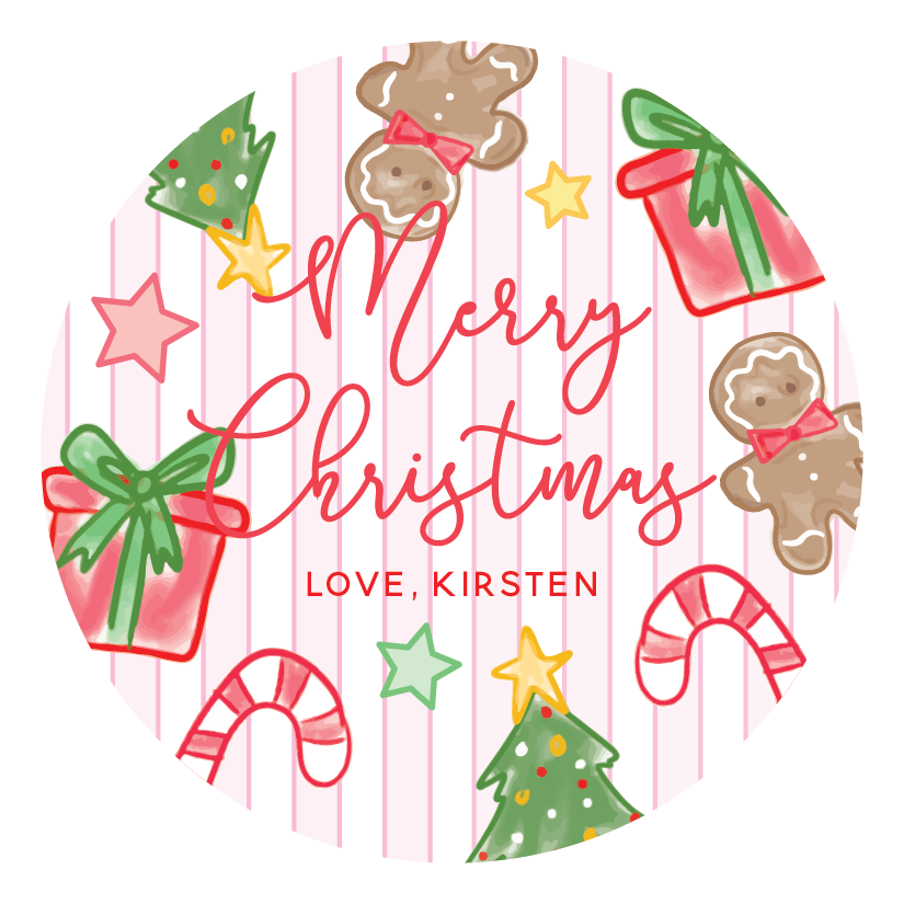 STICKER SHEET  - Pink Stripe Christmas Icon