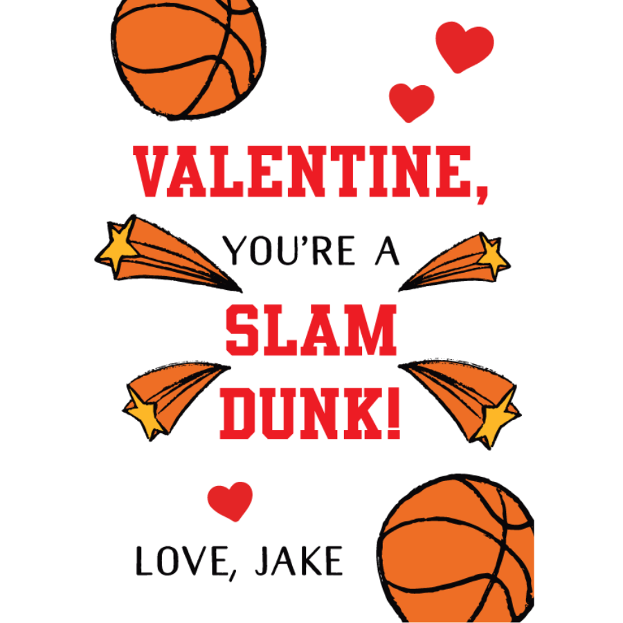 Valentine Slam Dunk Gift Tag