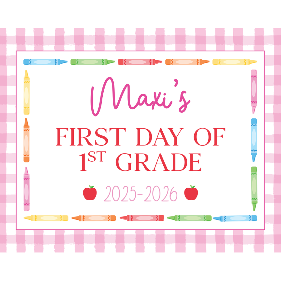 Pink Gingham First/Last  Day Of School Sign