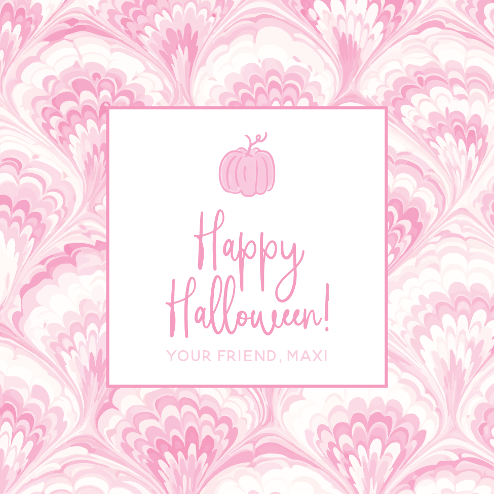 Pink Pumpkin Feather Marble Gift Tag