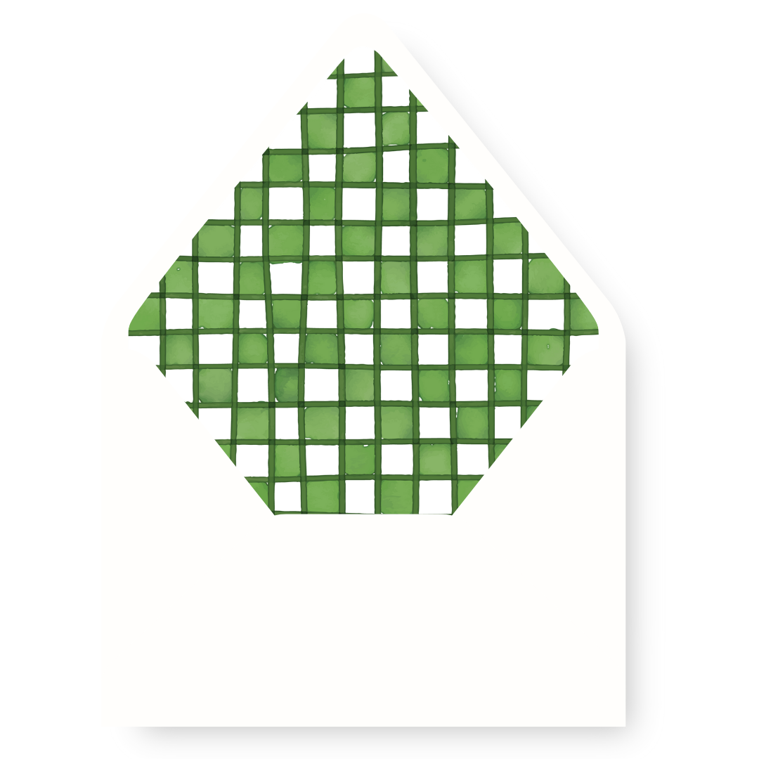 Black & White Check Ribbon Envelope Liner - GREEN & WHITE CHECK