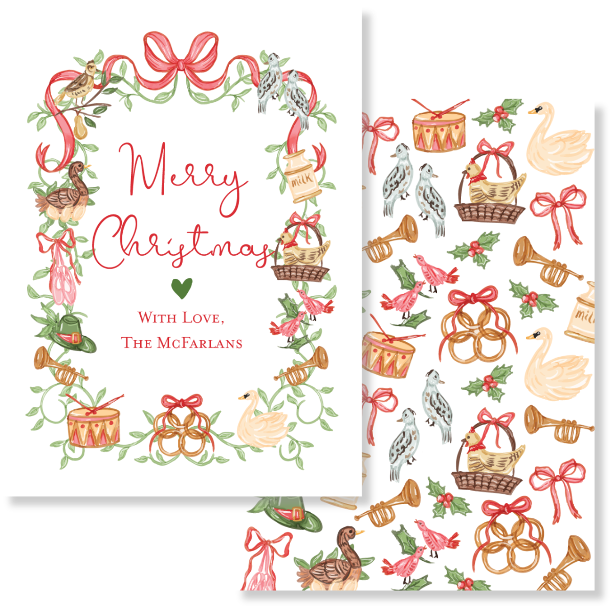 12 Days of Christmas Pattern Gift Tag