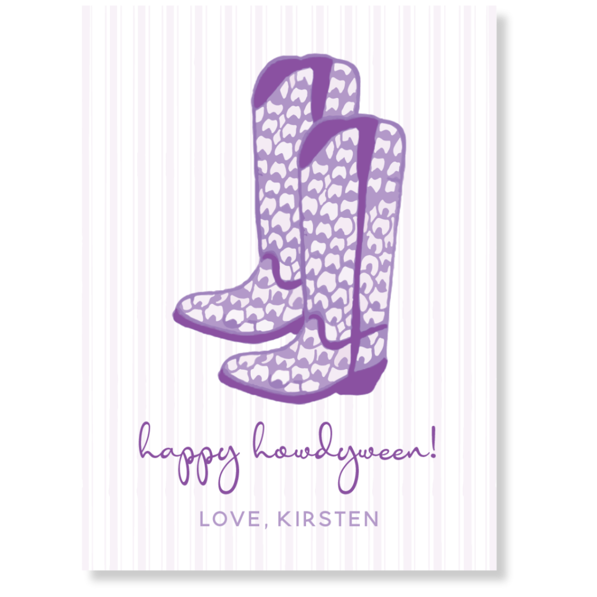 Herend Inspired Cowboy Boots Howdyween Gift Tag - PURPLE