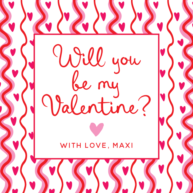 Squiggle Heart Pattern Gift Tag - PINK