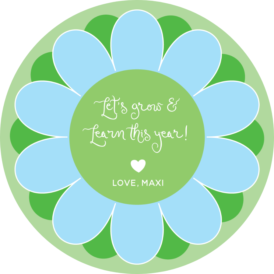 Learn & Grow Together This Year Flower Circle Tag - GREEN