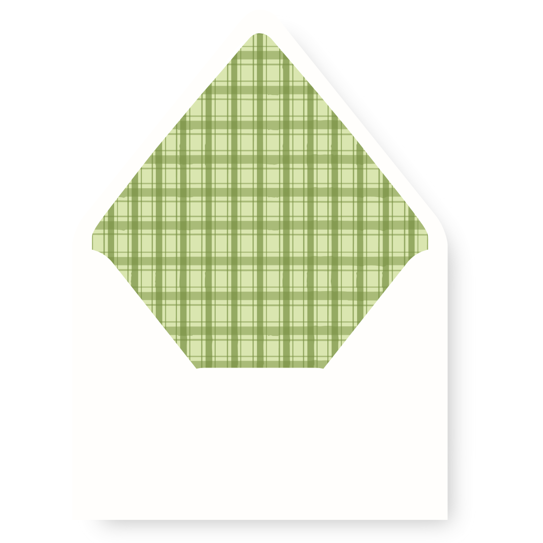 Merry Merry Scallop & Gingham GREEN/PINK Envelope Liner - GREEN
