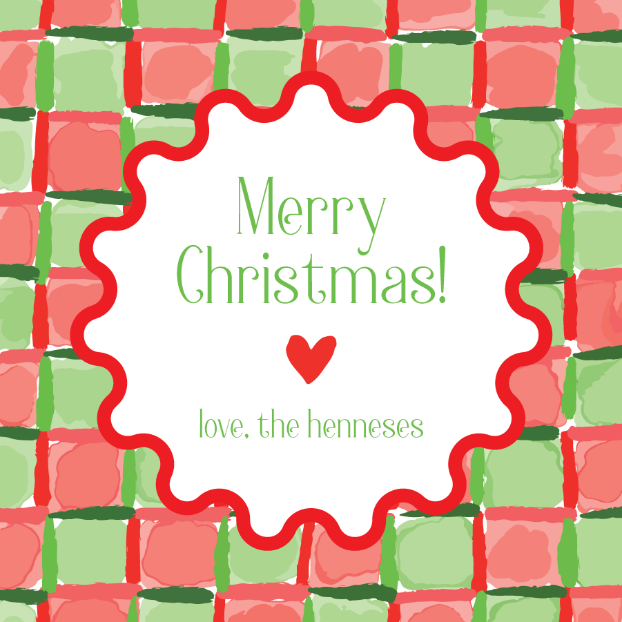 Green & Red Christmas Check Gift Tag