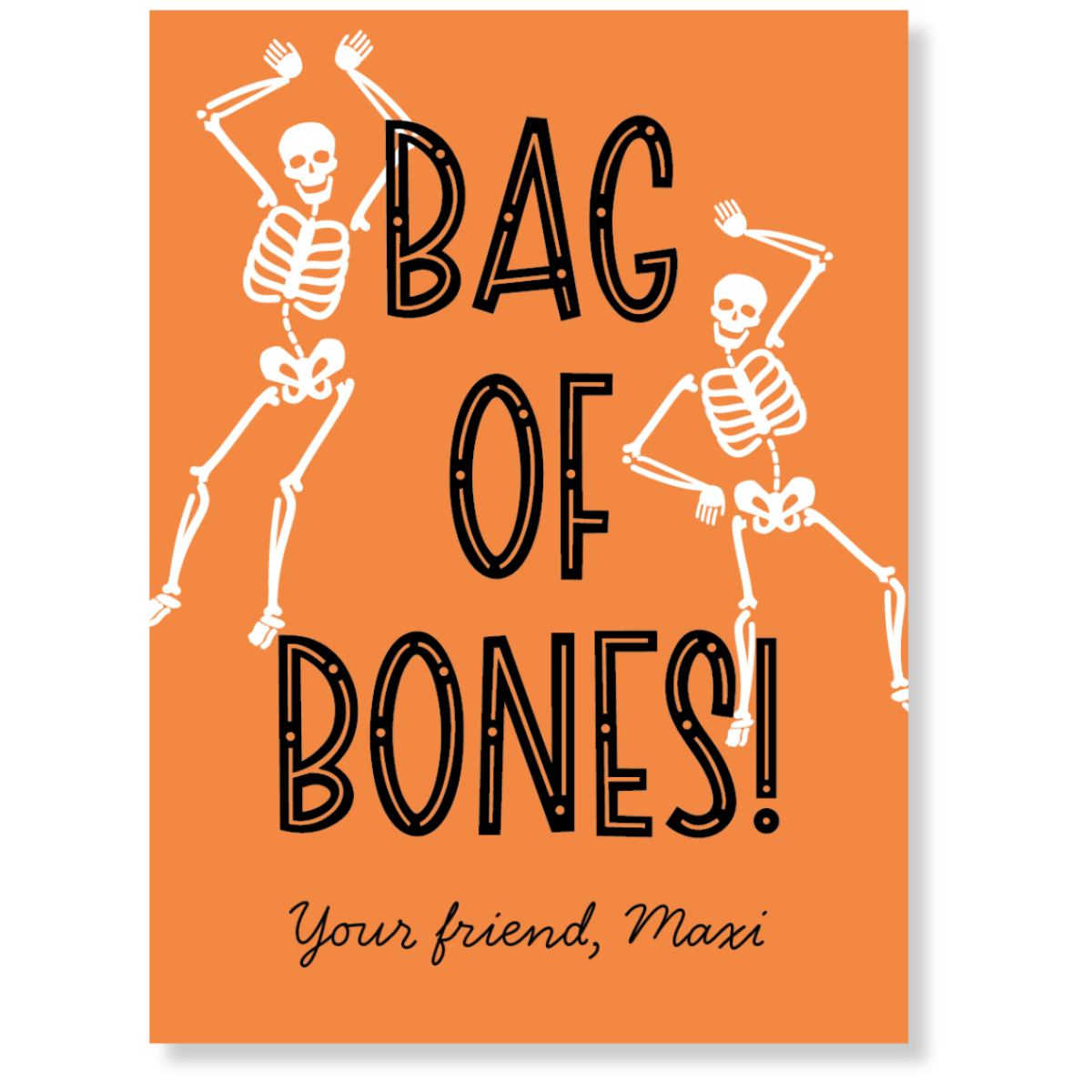 Bag of Bones Gift Tag (Purple, Orange, Blue & Pink Options)