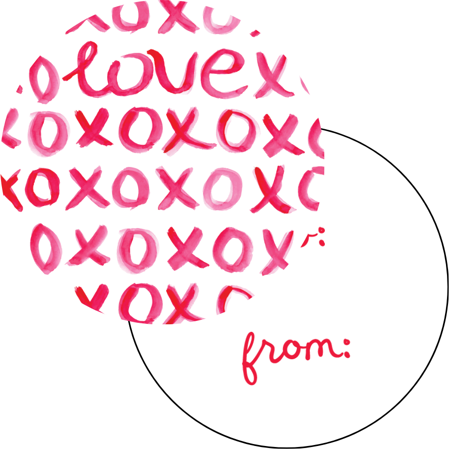 XoXo Pattern Circle Gift Tag