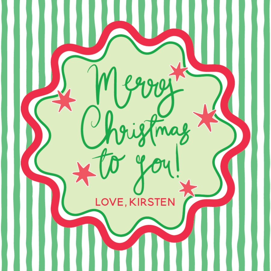 Squiggle Merry Christmas Gift Tag - GREEN