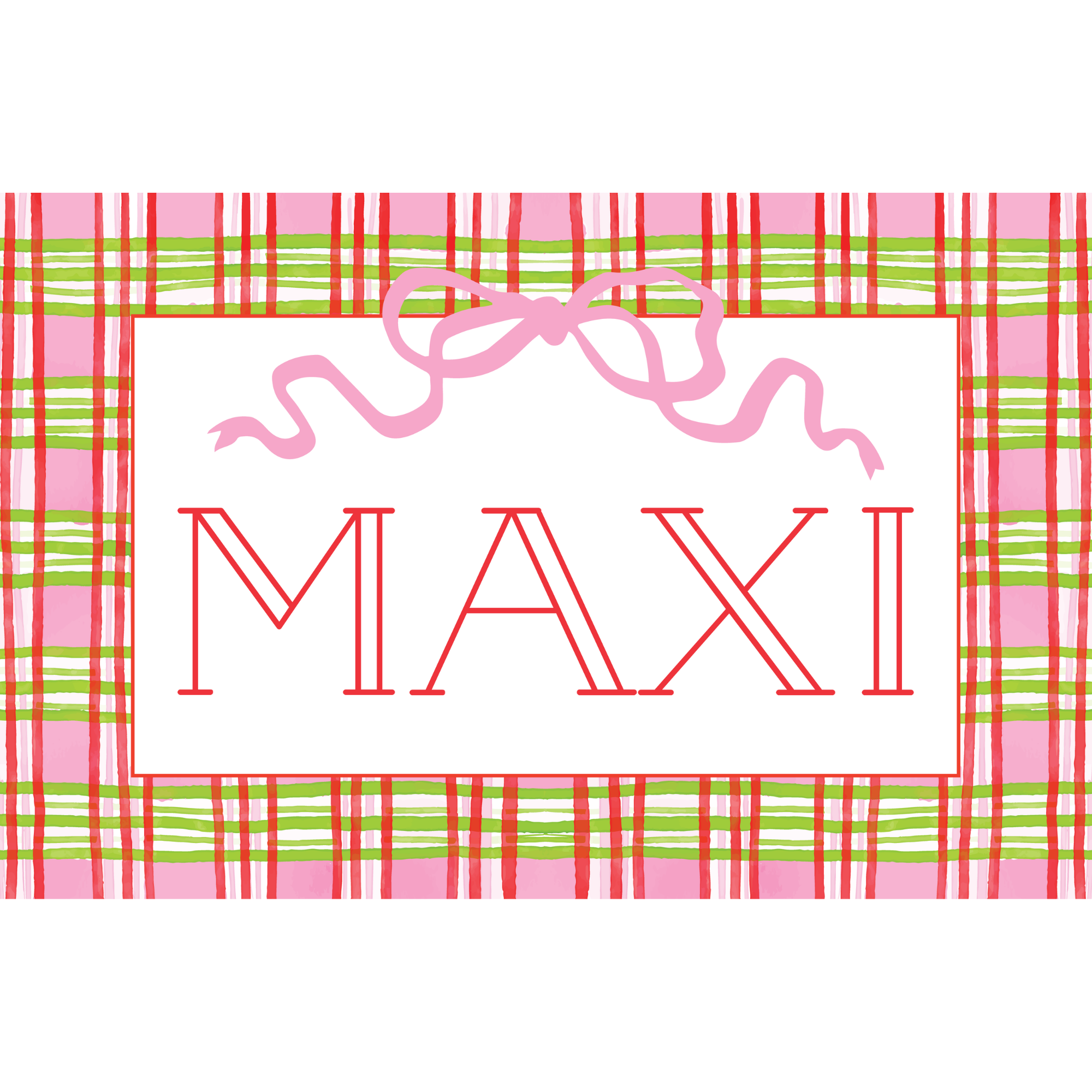 Holiday Gingham Laminated Placemat (Front & Back With Interactive Play Sheet On Back)