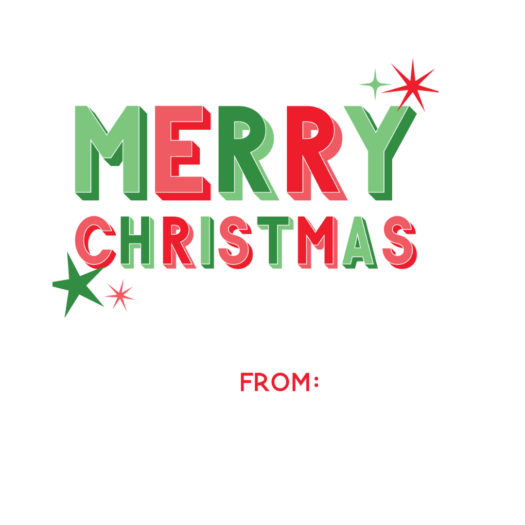 Merry Christmas Green & Red Block Letters
