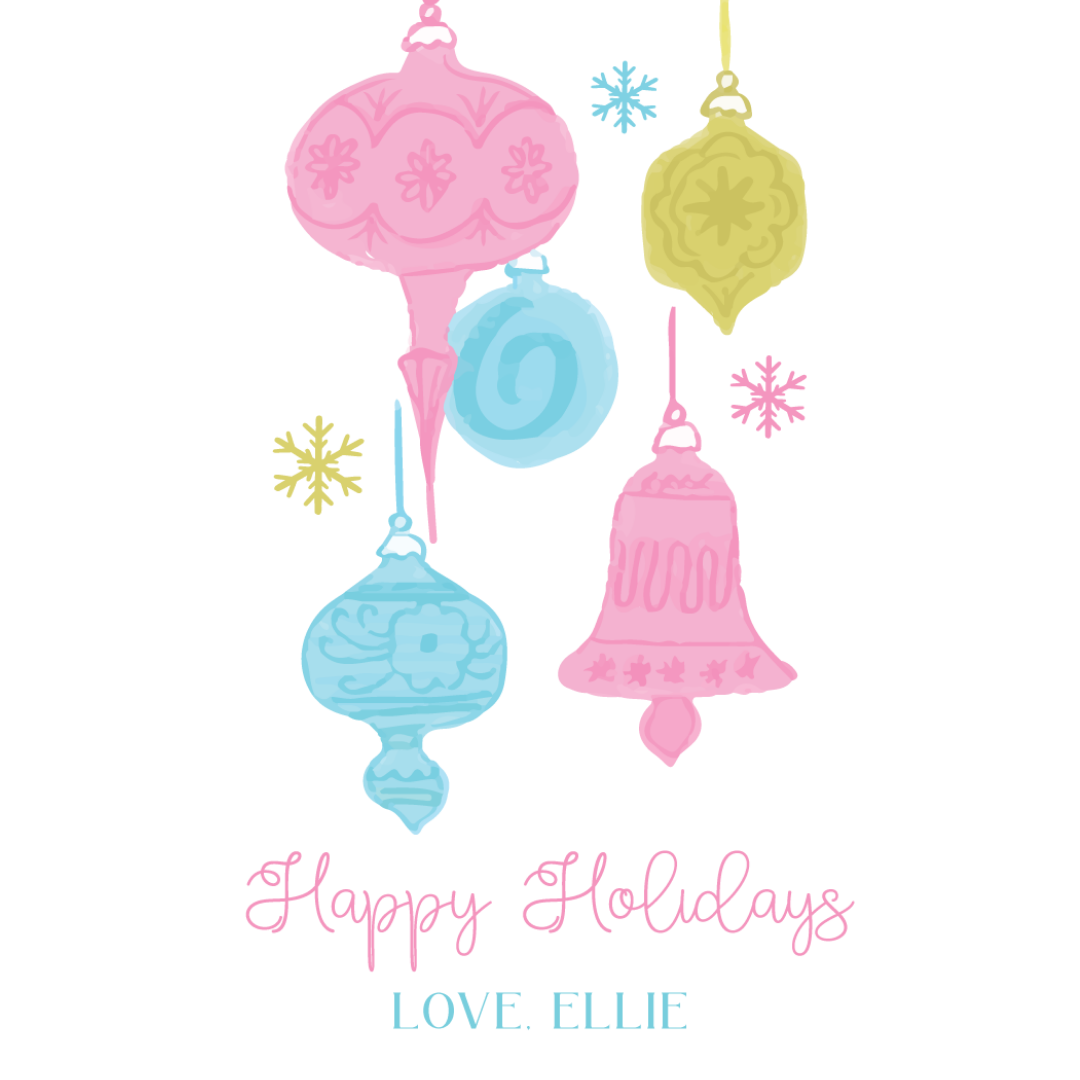Bright Ornaments Happy Holidays Gift Tag