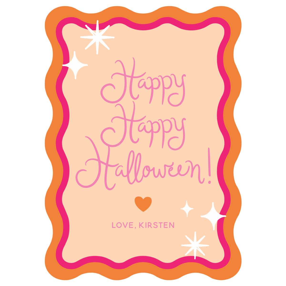 Happy Halloween Wavy Die Cut Gift Tag - PINK
