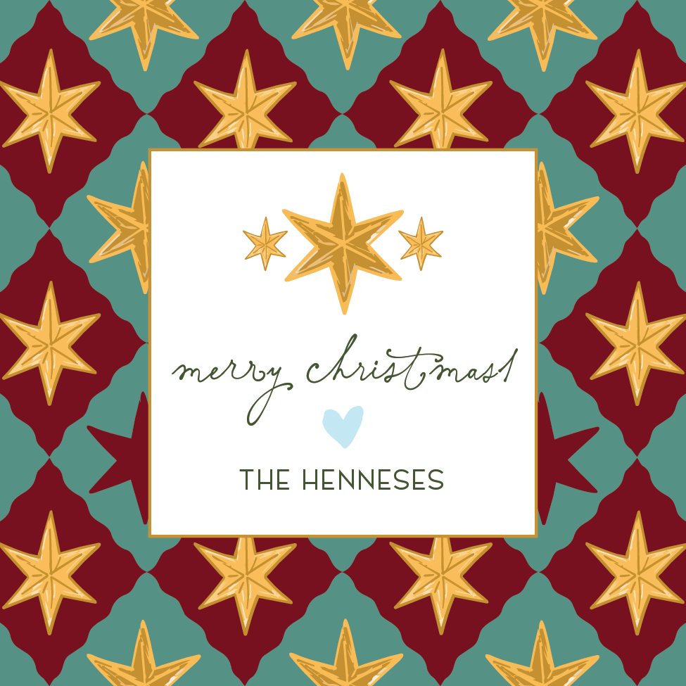 Merry Christmas Starburst Diamond Pattern Gift Tag - TEAL