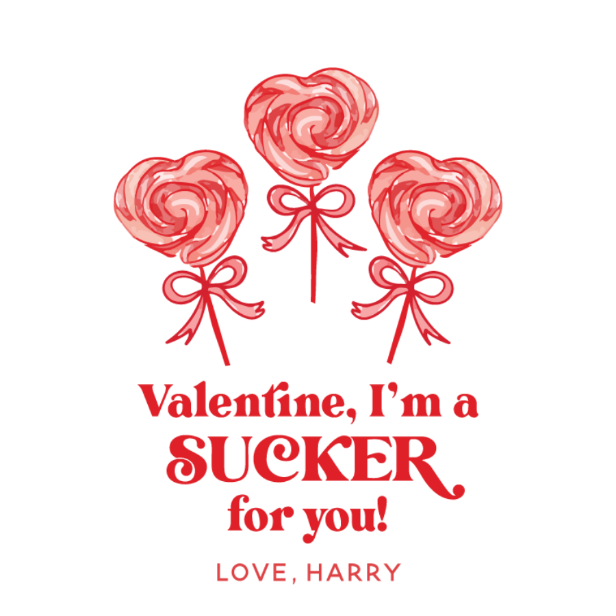 Sucker For You Gift Tag - (Pink Blue & Red Options)