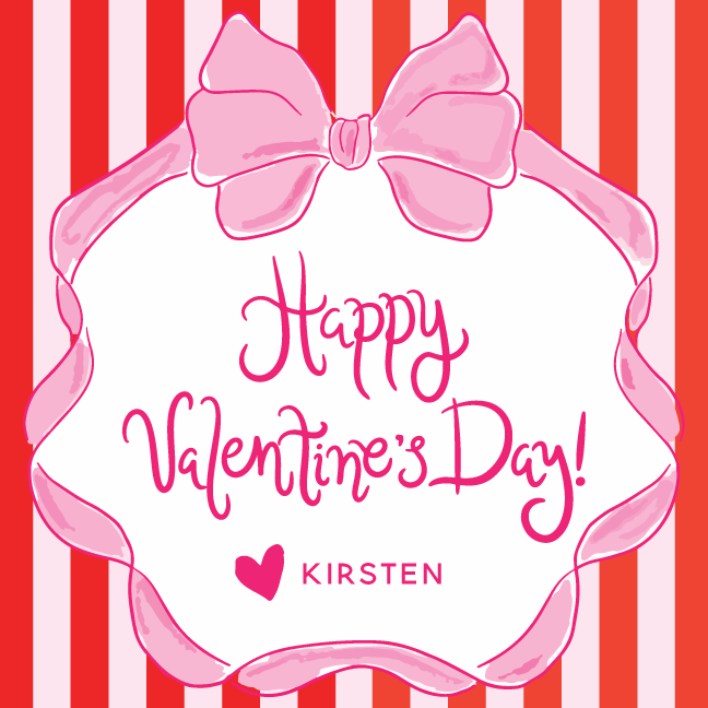 Red Stripes Pink Bow Gift Tag