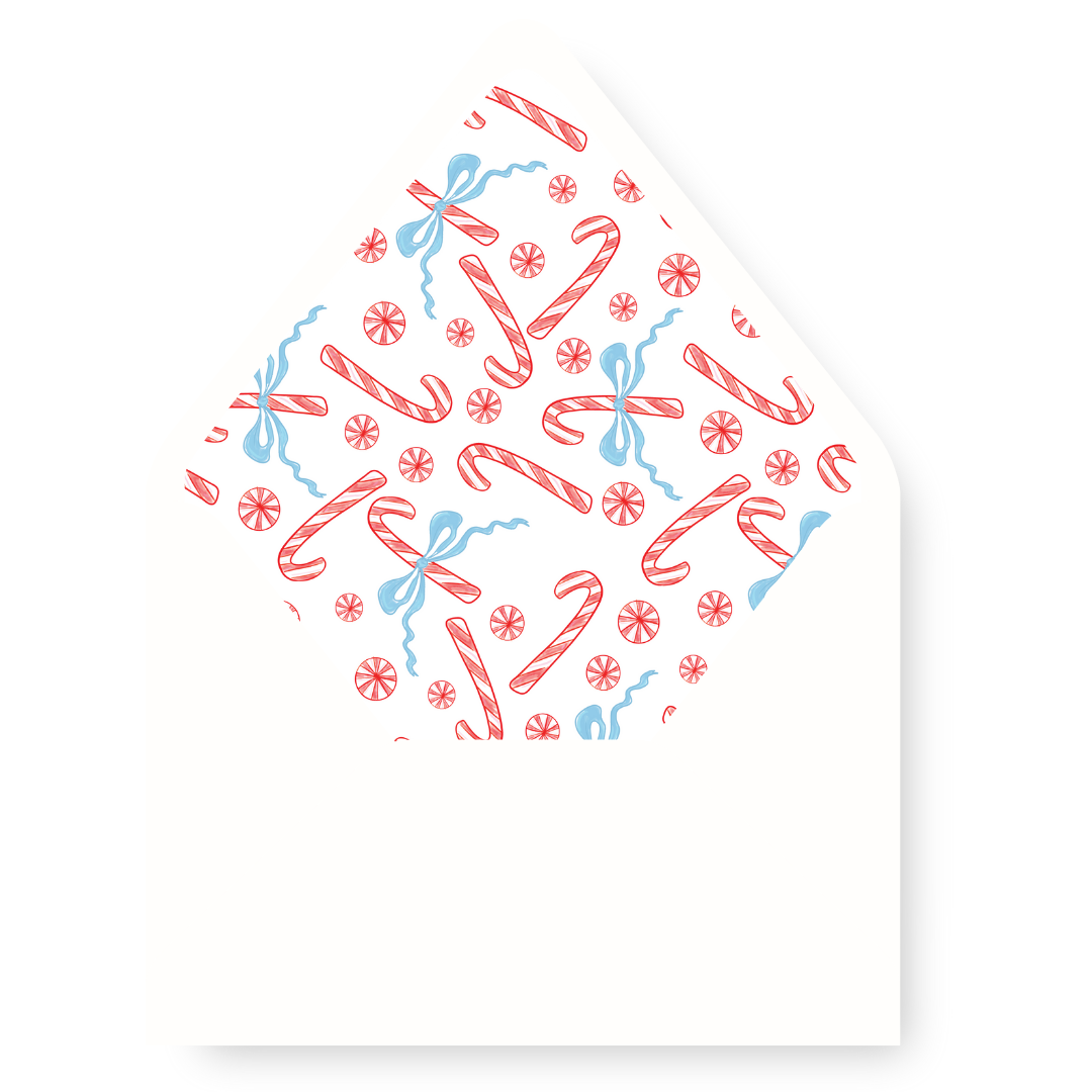 Blue Scallop Border Deck The Halls Crest Envelope Liner - BLUE PEPPERMINT