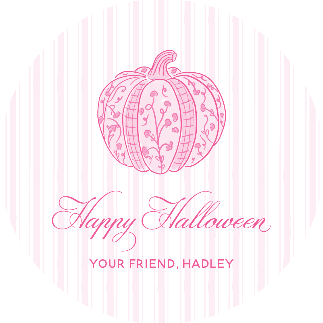 Chinoiserie Pumpkin Circle Gift Tag - PINK