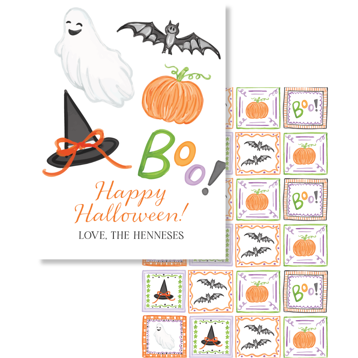 Halloween Tile Pattern Gift Tag