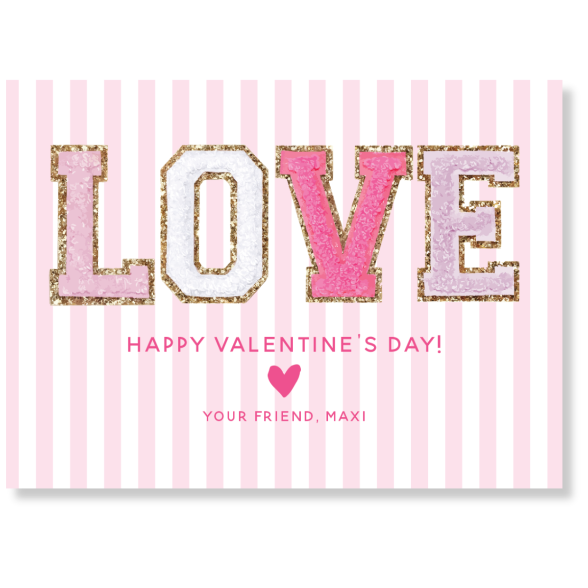 LOVE Glitter Varsity Letters Gift Tag