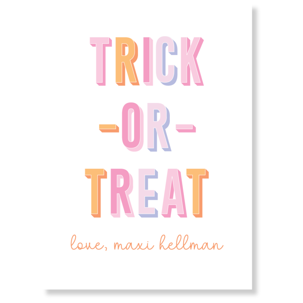 Trick - Or - Treat Blocks Letters Gift Tag -PINK