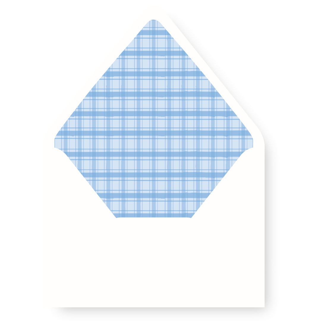 Merry Merry Scallop & Gingham GREEN/BLUE Envelope Liner - BLUE