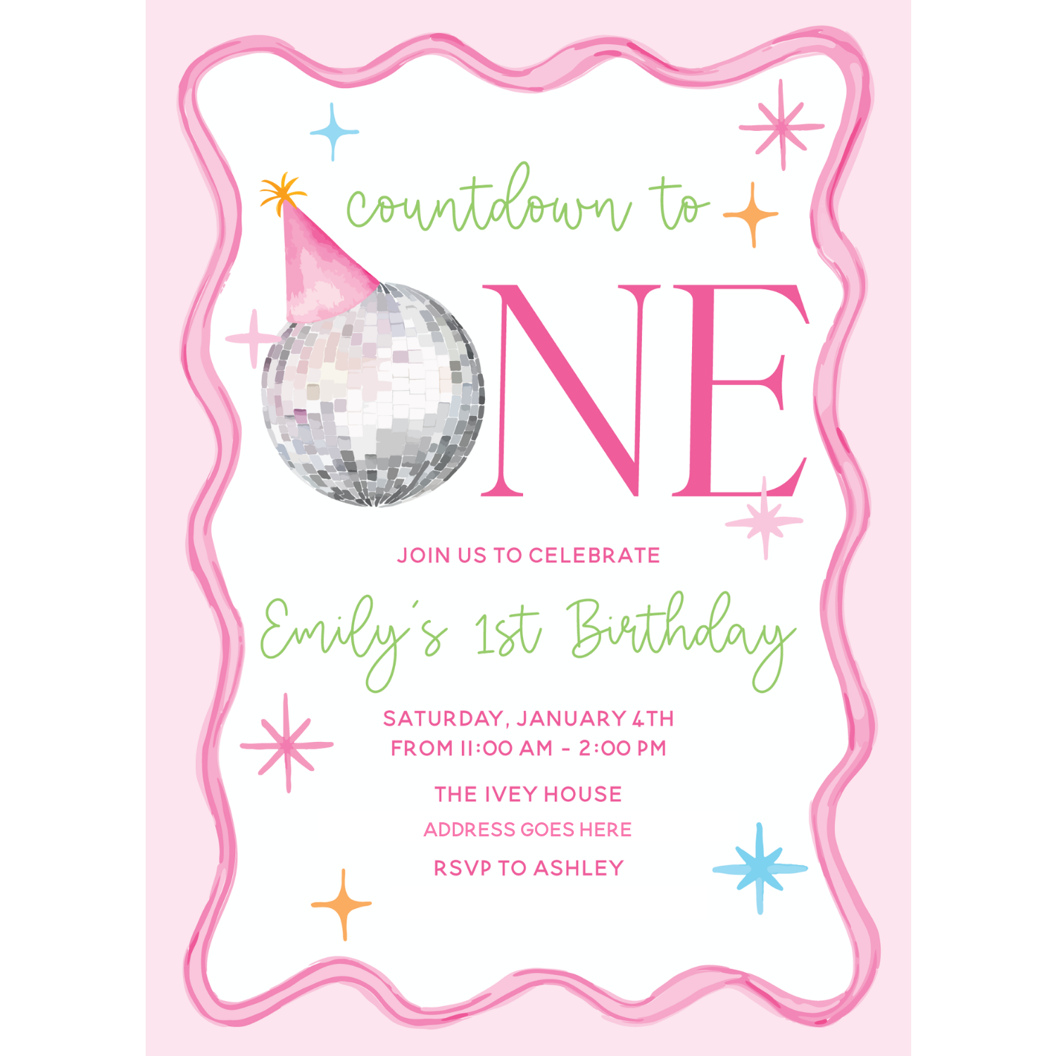 New Years Countdown Theme Invitation