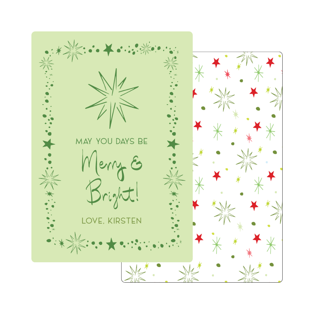 May Your Days Be Merry & Bright Stars Gift Tag - GREEN