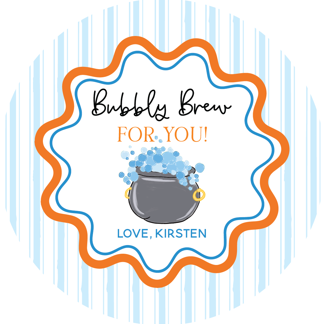 Bubbly Brew For You Circle Gift Tag - Blue