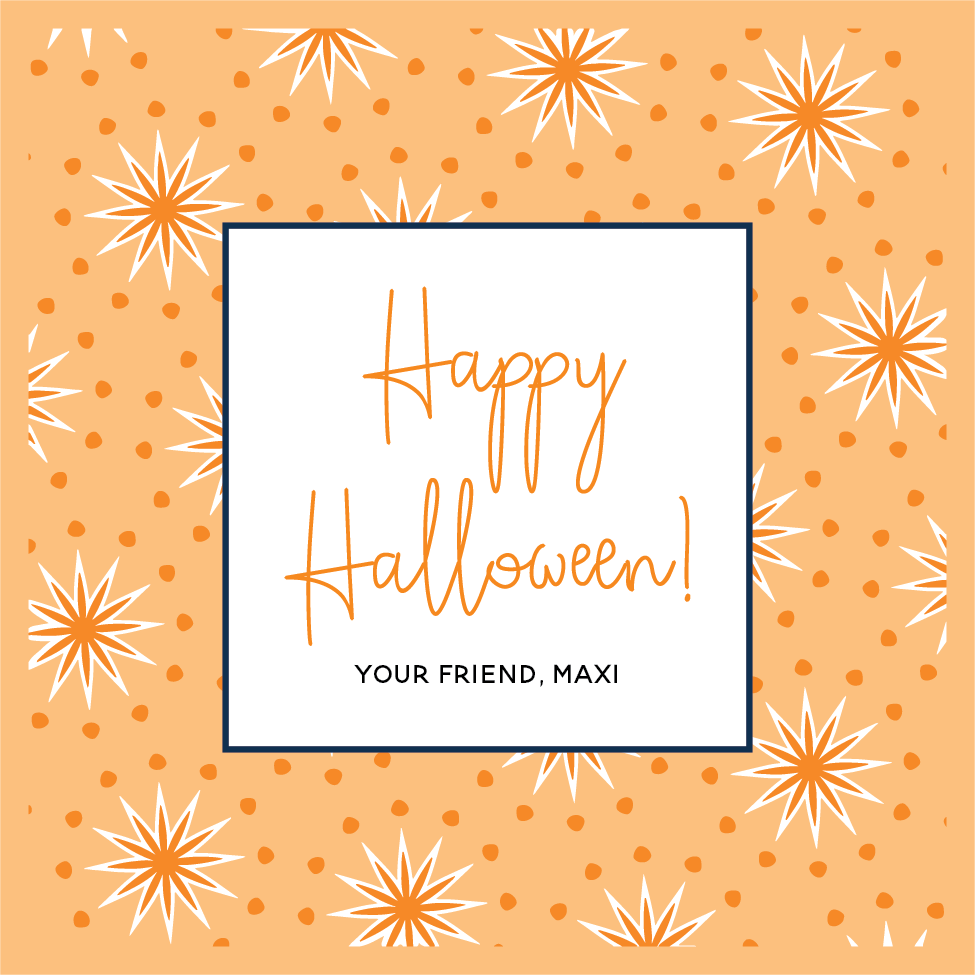 Orange Starburst Halloween Gift Tag