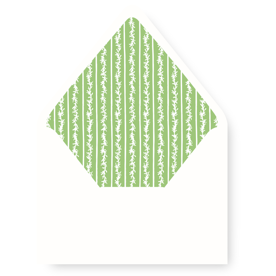 Green Peace Joy & Love  Christmas Envelope Liner - GREEN