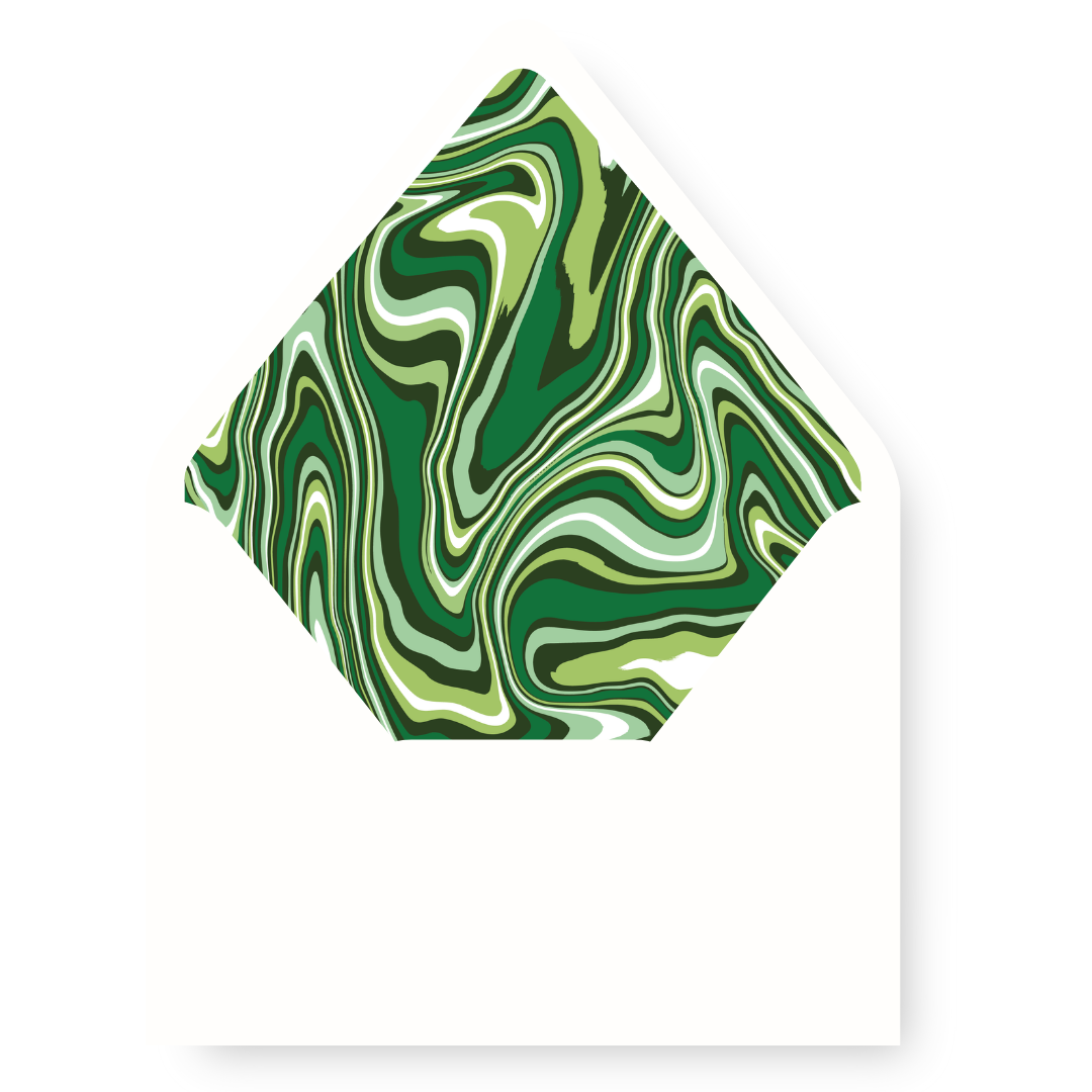Green Marble Merry Christmas Card Liner