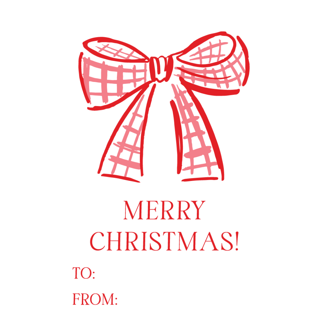 Red Gingham Bow Gift Tag