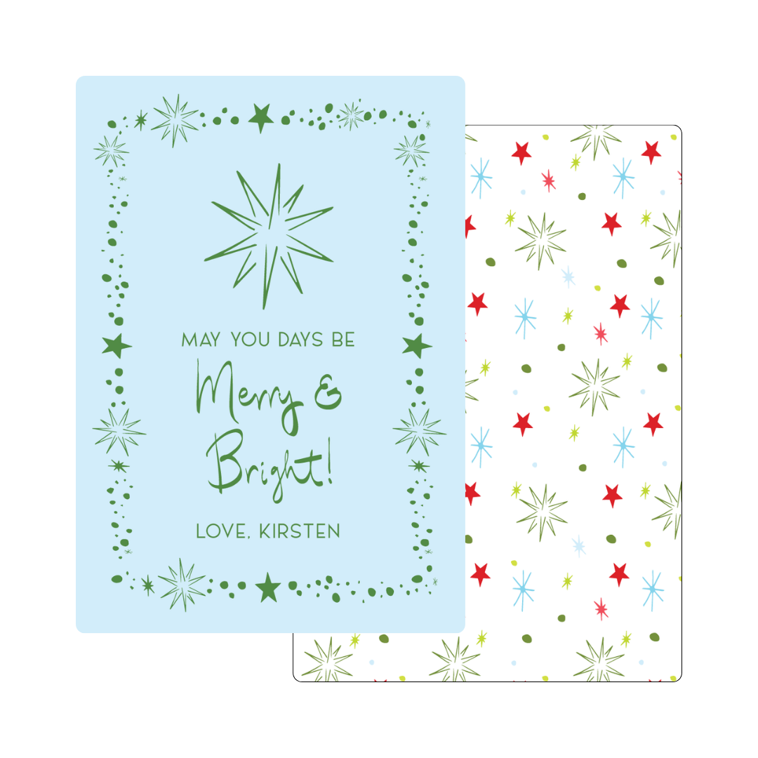 May Your Days Be Merry & Bright Stars Gift Tag - BLUE & GREEN