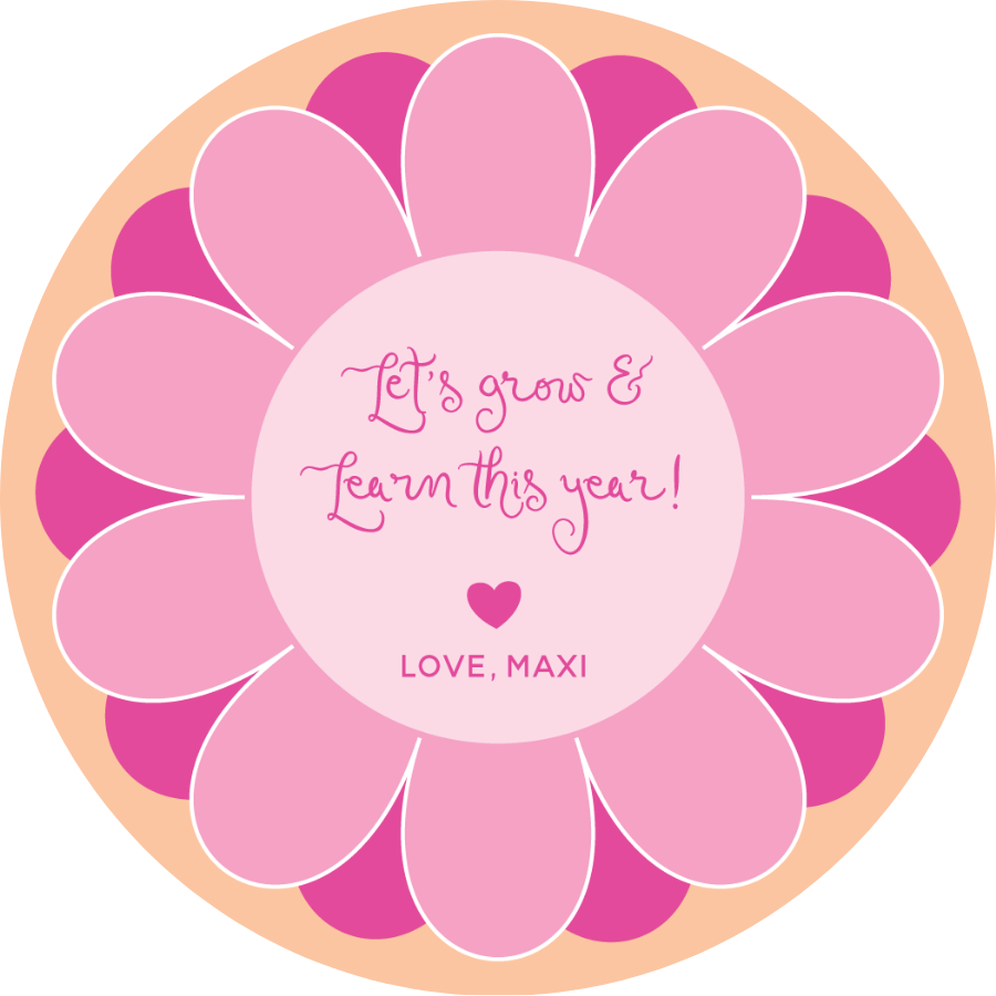Learn & Grow Together This Year Flower Circle Tag - PINK