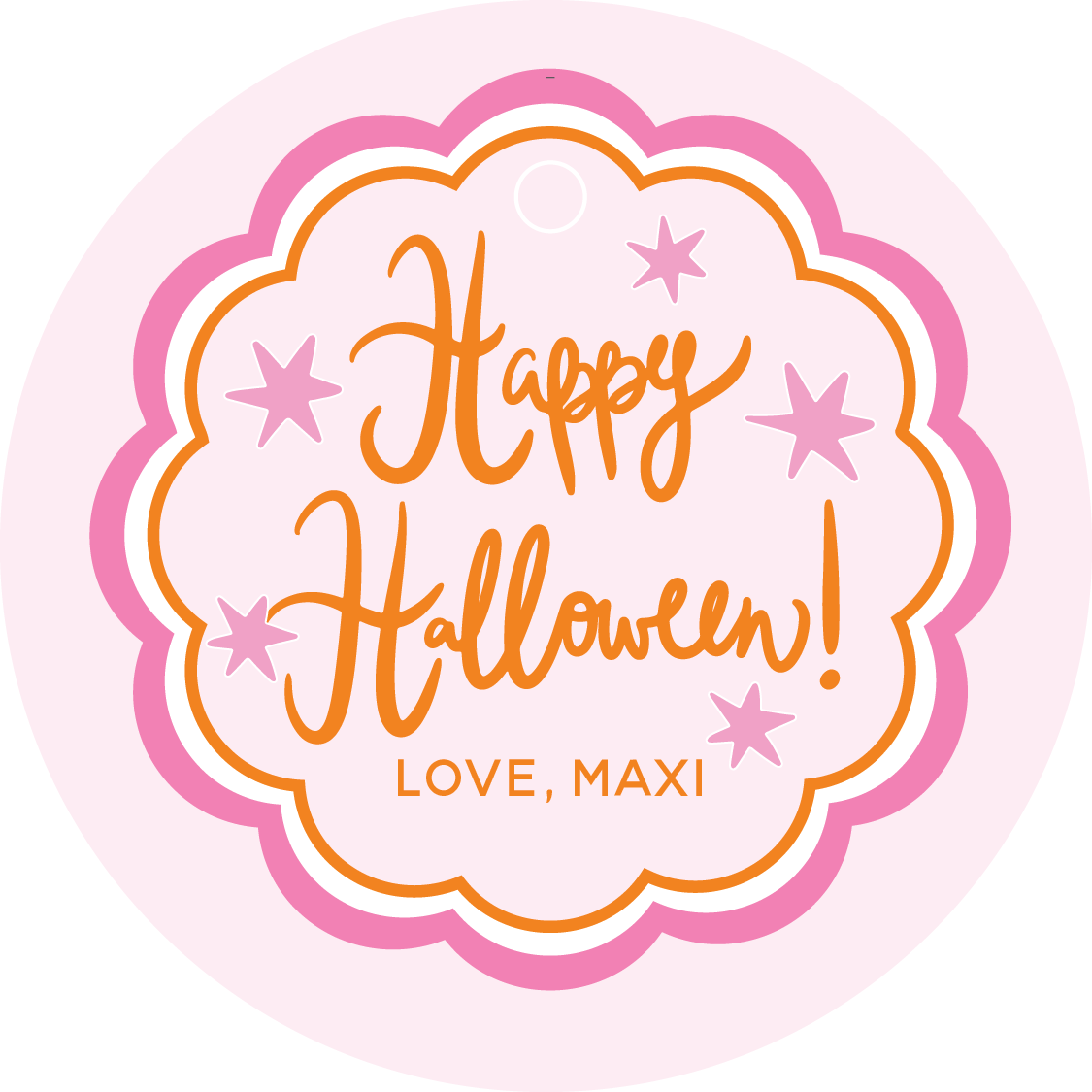 Happy Halloween Scallop Circle Gift Tag - PINK