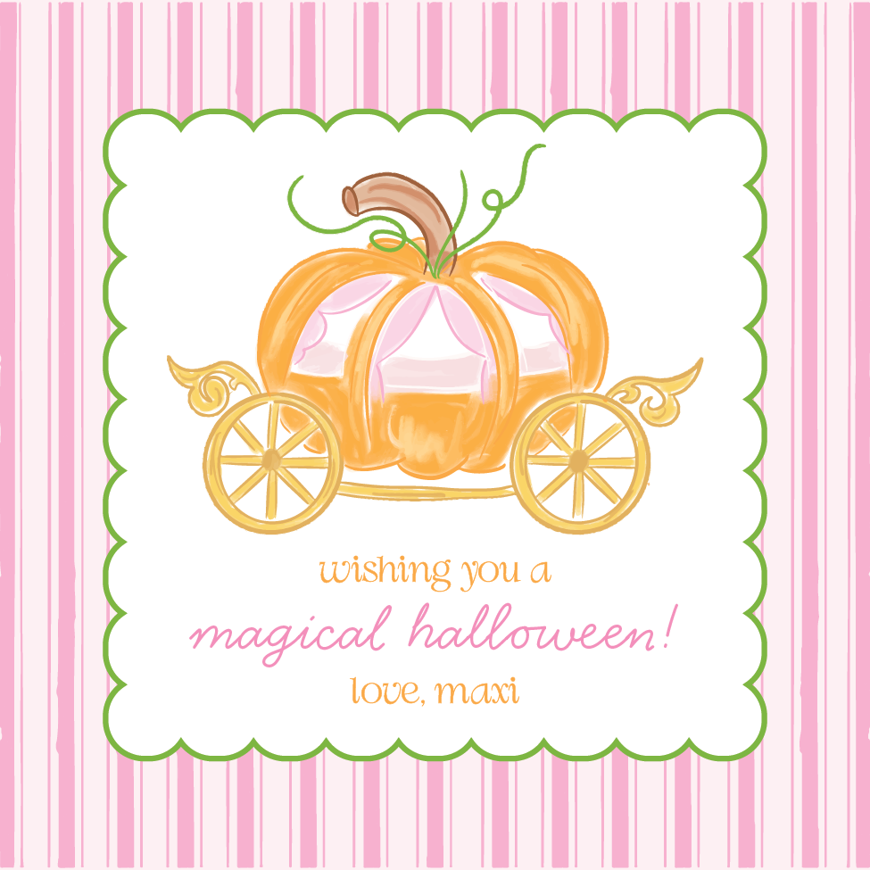 Princess Pumpkin Carriage Halloween Gift Tag