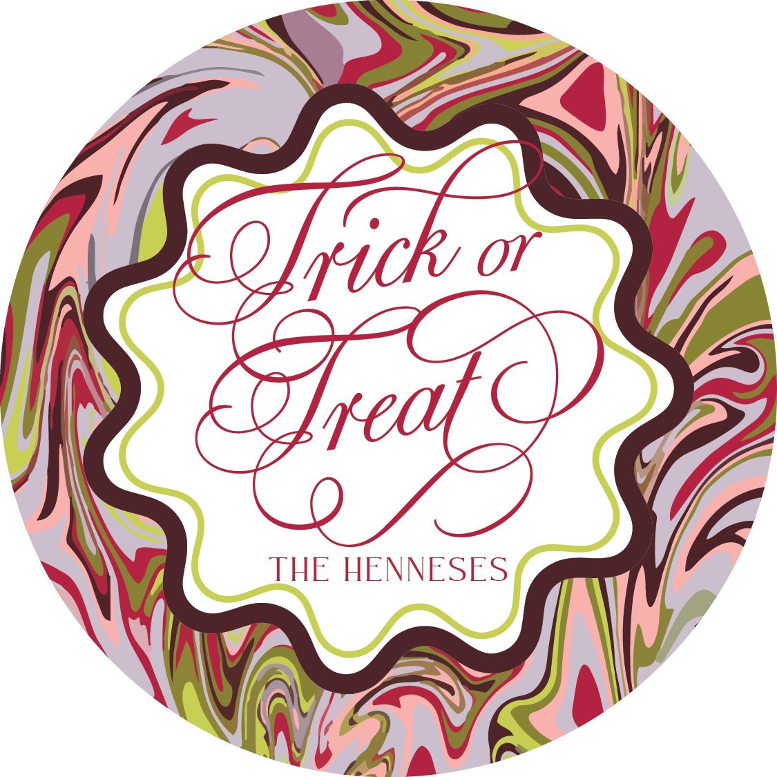 Fall Color Scheme Marble Gift Tag - CIRCLE