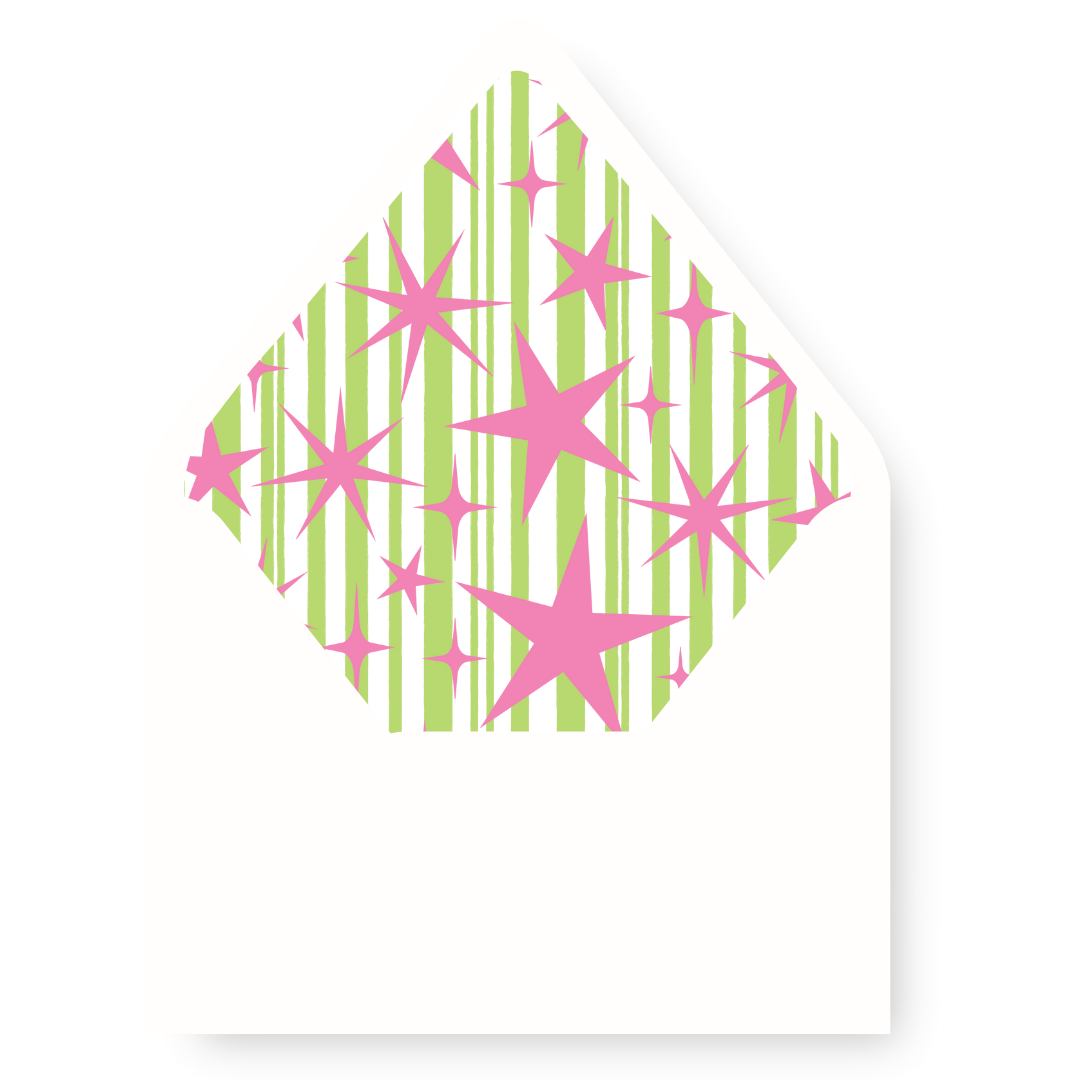 Oh What Fun Stars Christmas Card PINK Envelope Liner