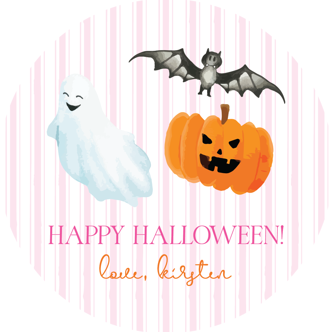 Halloween Icons Circle Gift Tag - PINK