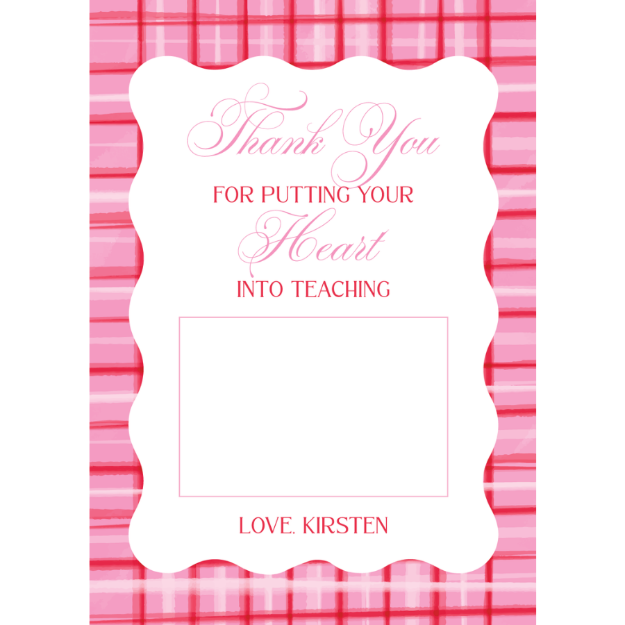Pink Gingham Gift Card Holder
