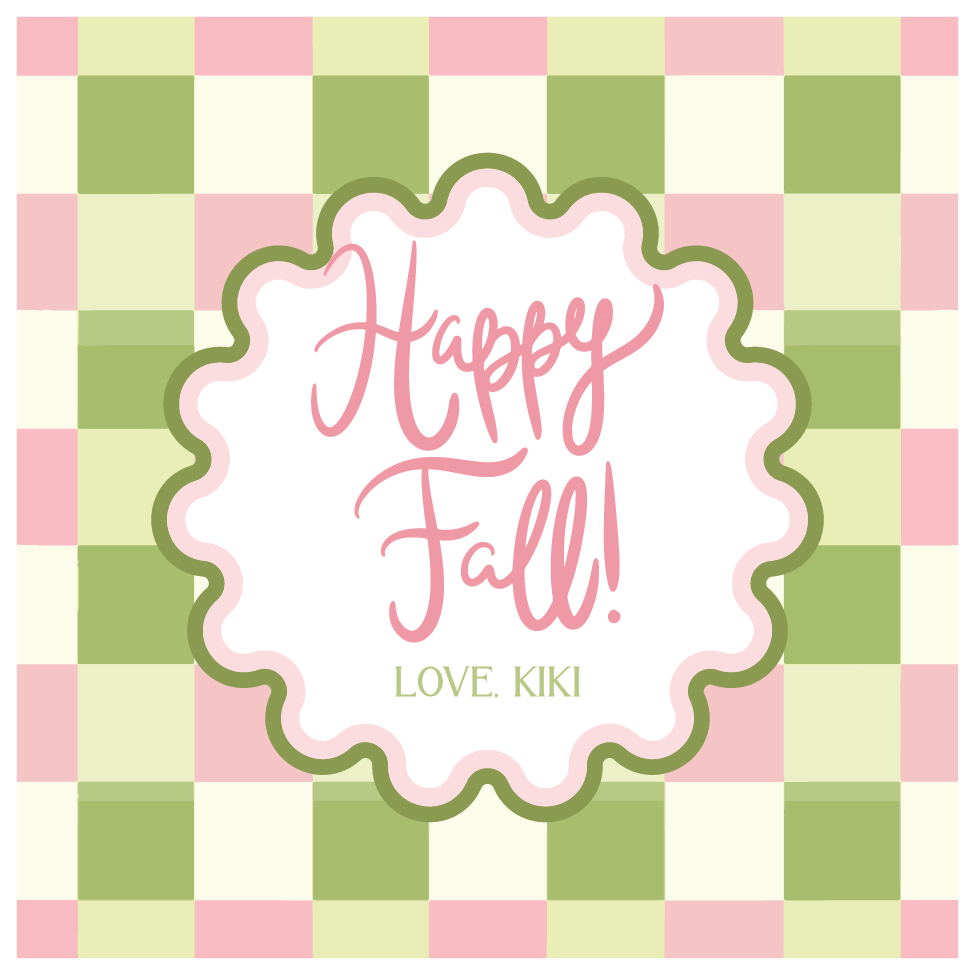 Happy Fall Plaid Gift Tag Green & Pink
