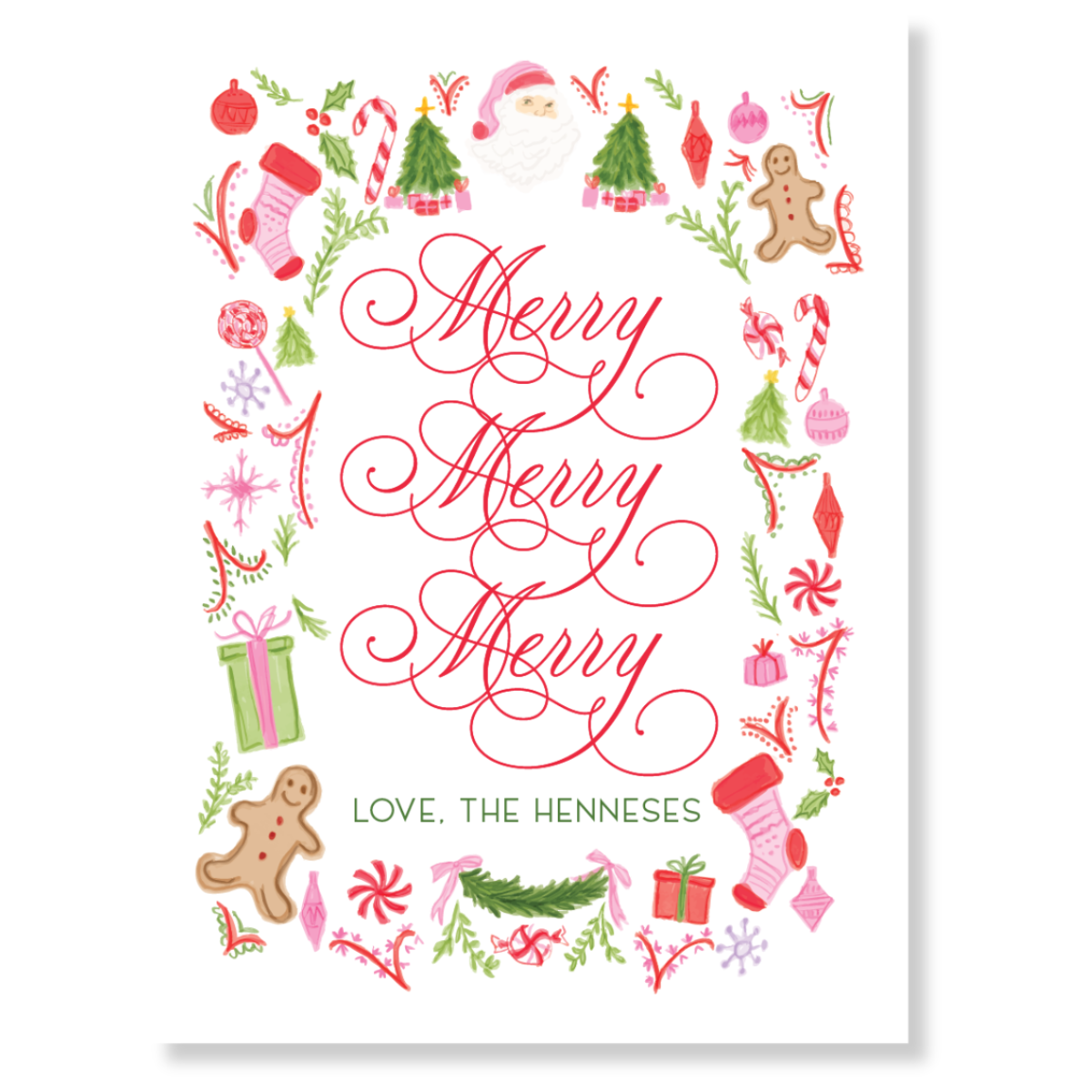 Merry x3 Fun Christmas Border Gift Tag