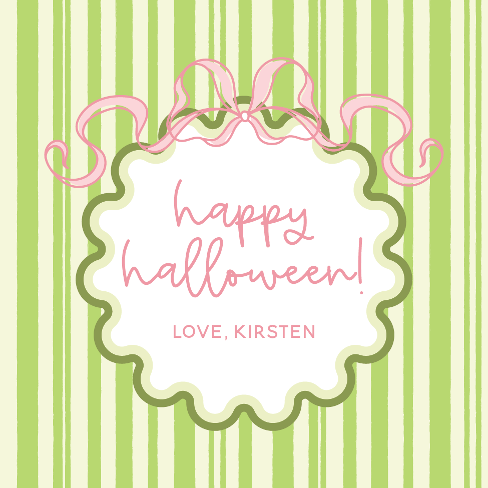 Happy Halloween Green Stripe Gift Tag