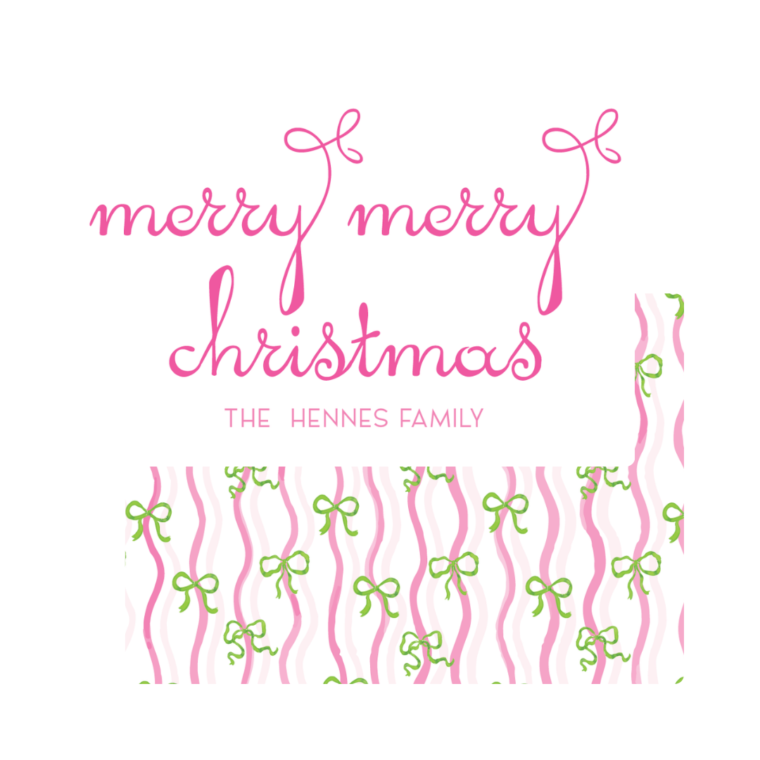 Wavy Lines & Bows Gift Tag - PINK