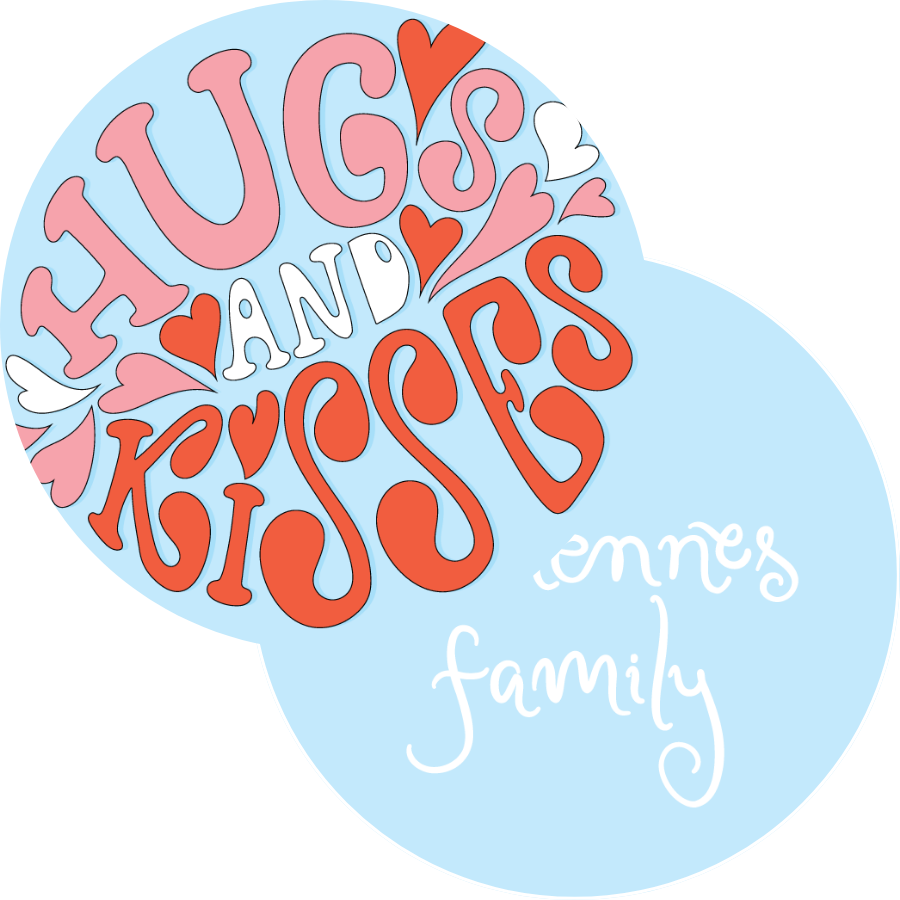Blue Hugs & Kisses Circle Gift Tag