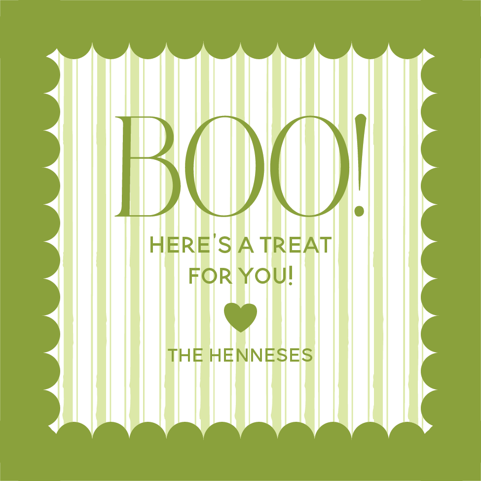 BOO! Scallop Gift Tag - GREEN