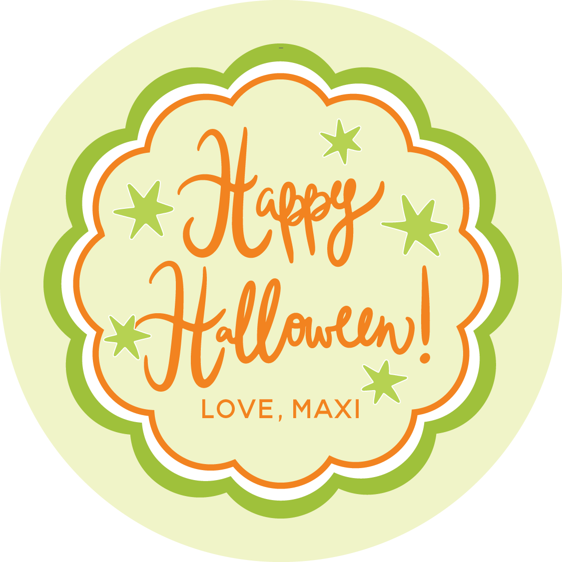 Happy Halloween Scallop Circle Gift Tag - GREEN